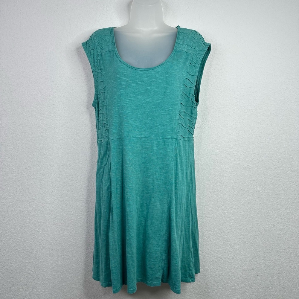 Toad & Co Dress Womens XL Teal Green‎ Ruched Organic Athleisure Hiking Outdoor